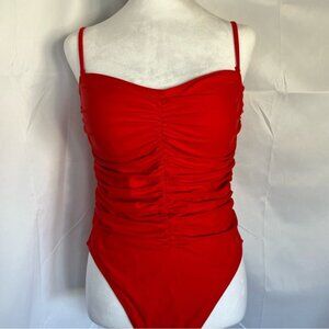 J. Crew Ruched Sweetheart One-Piece Swimsuit w/removable straps Red 12